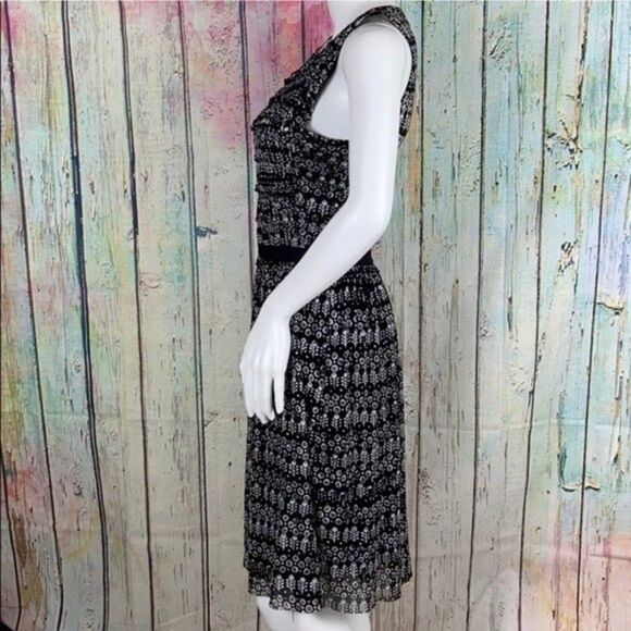 Anthropologie Postmark Black White Floral Dress Small - Picture 4 of 11